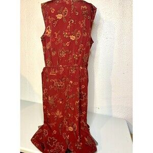Kathie Lee Collection Shift Maxi Dress Women 14 BrickRed Floral Sleeveless 52438
